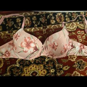 Beautiful Floral/Tropical Baby Pink Bra